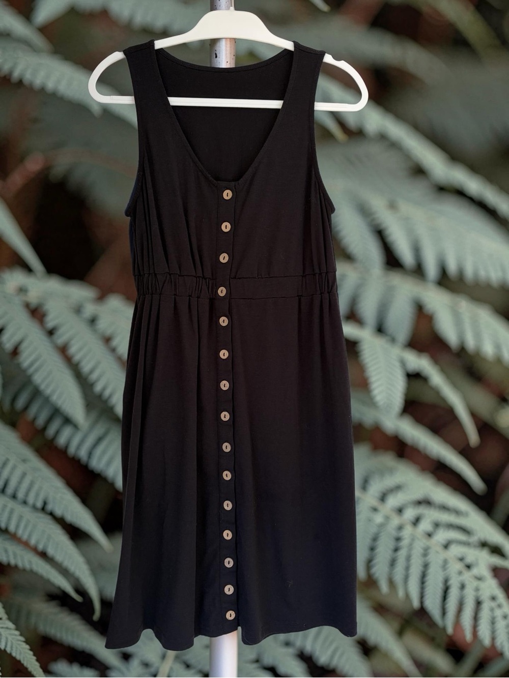 Black comfy boho button up sleeveless/tank dress w/pockets -Size Small